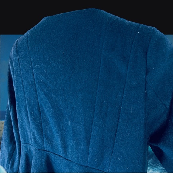 Kivenst Navy Blue Faux Wool Dress with Flared Hem and Pockets – Size S - Picture 2 of 9